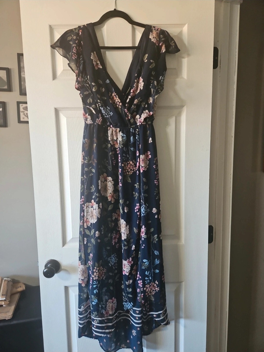 Maurices Navy Floral Wrap Dress